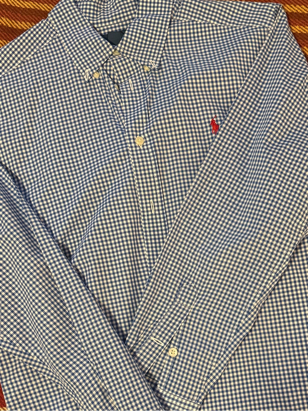 Ralph Lauren Blue and White Gingham Button-Up Shirt